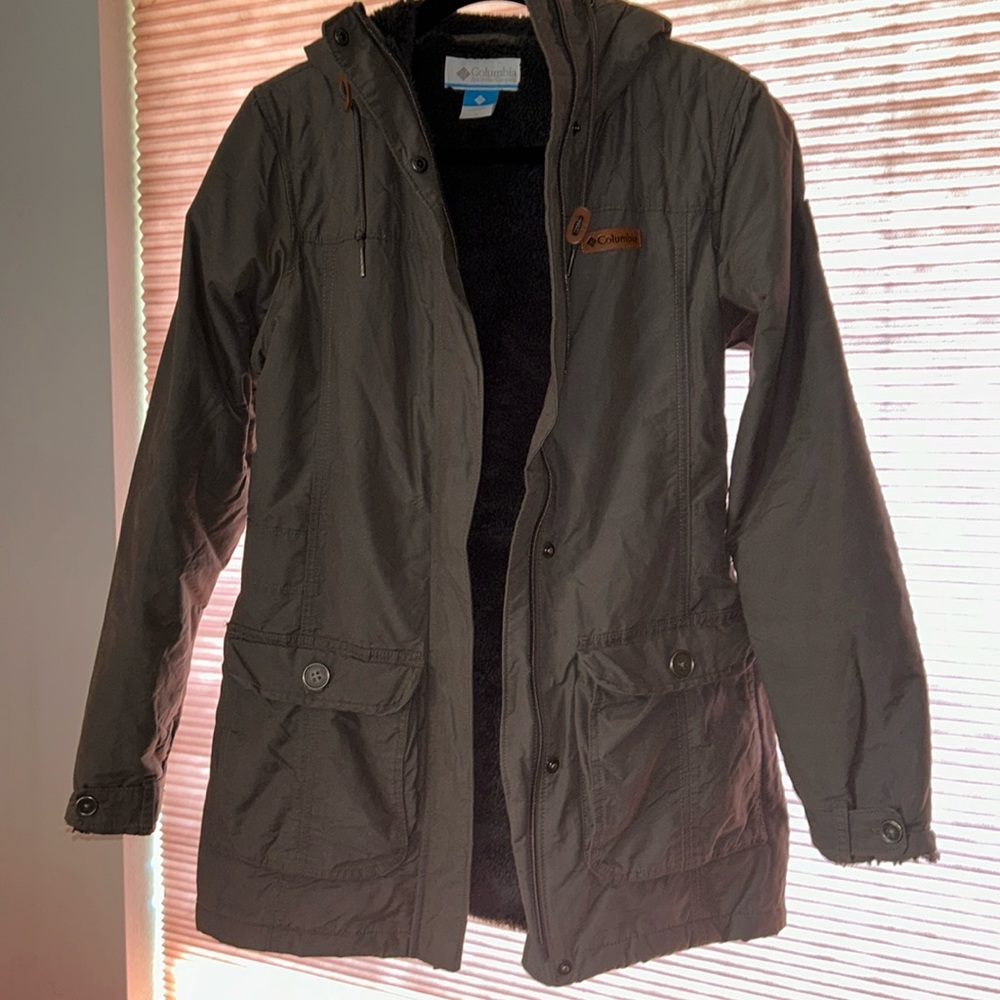 Columbia mid-length fur lined jacket